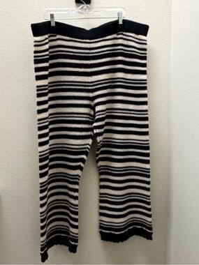 Future Collective Jenny K Lopez Cotton Striped Knit Cropped Pants Black Cream 2X